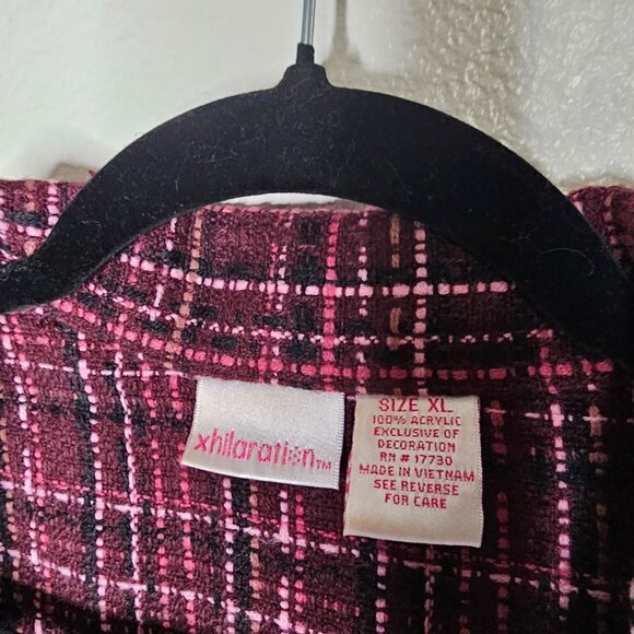 Y2k Vintage Xhilaration Pink Purple Tweed 2 Button Blazer Jacket Lightweight - Picture 4 of 5